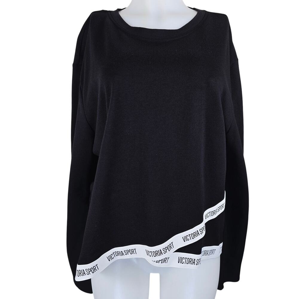 Victoria Secret Sport VSX  Black Semi Crop Athletic Long Sleeve Sweatshirt XL